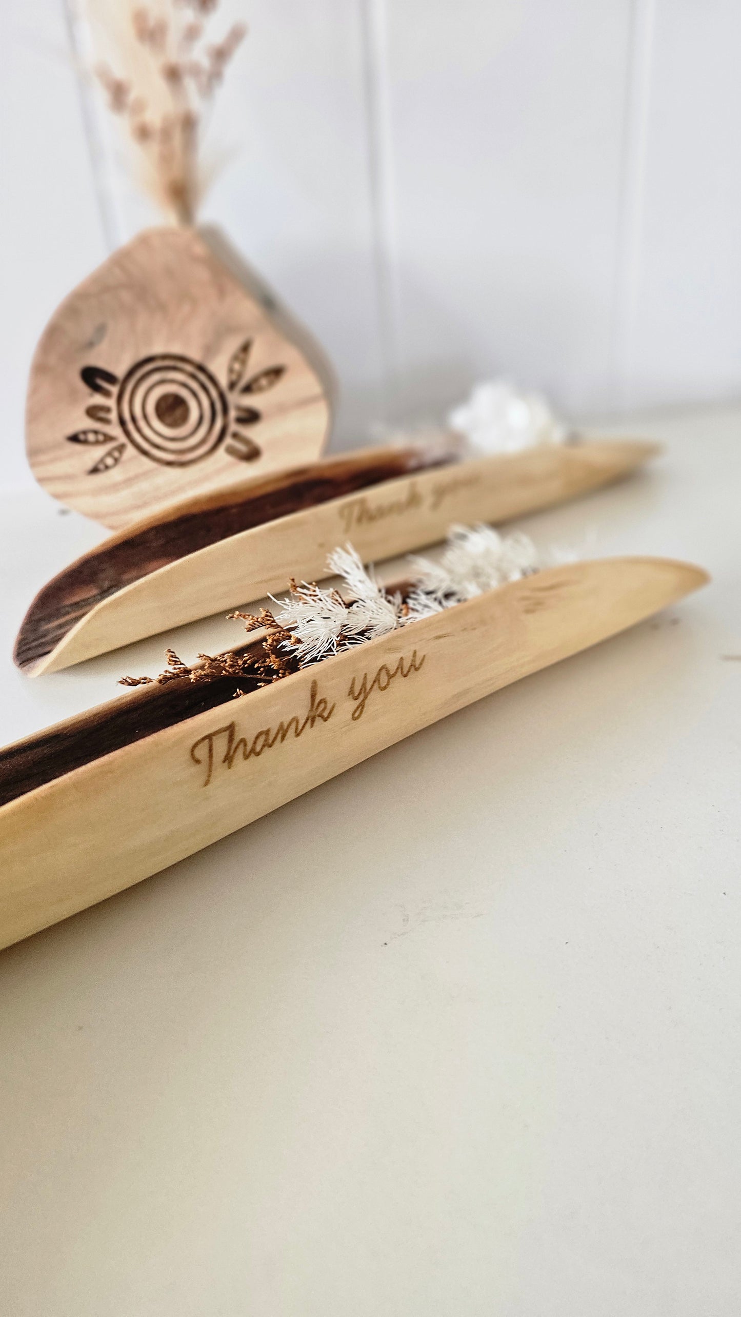 Custom thank you small coolamon + dried flowers