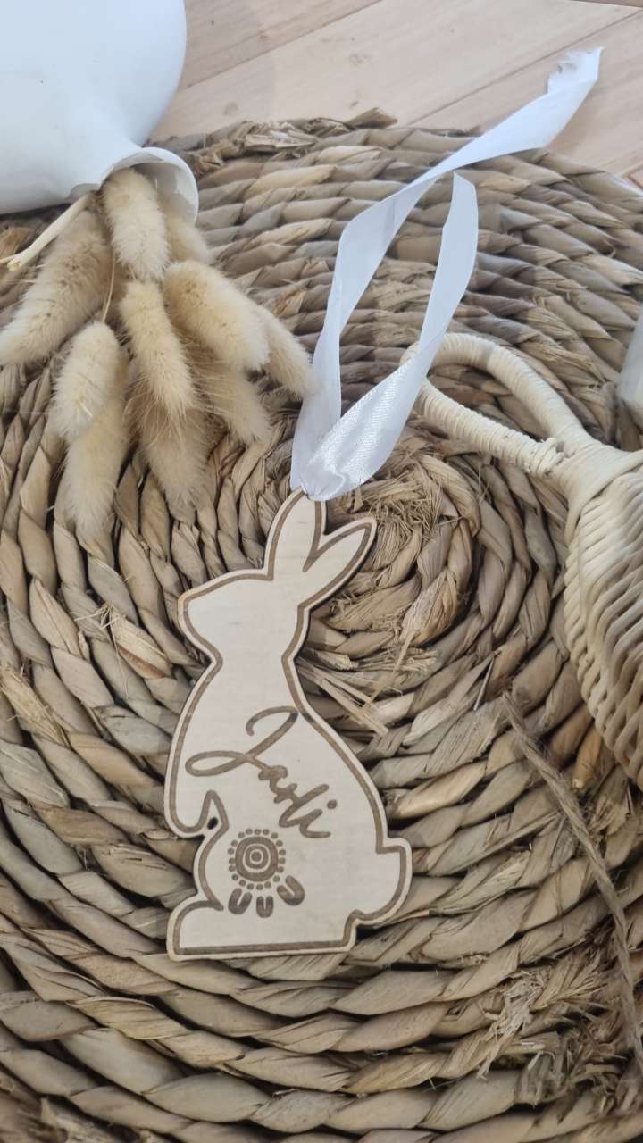 Aboriginal Easter Bunny Shape Custom Tag