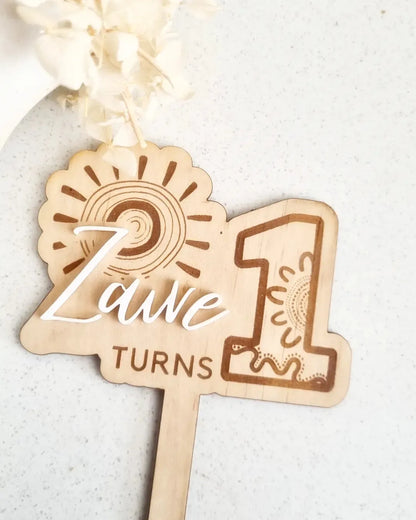 Number One Sun Cake Topper Design