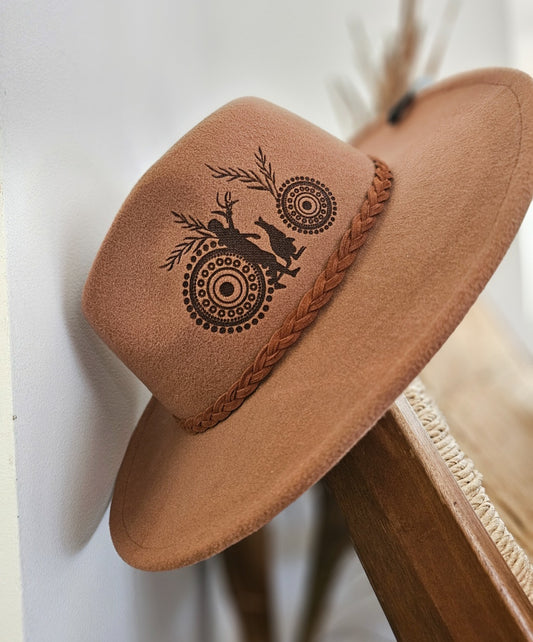 Aboriginal Style Fedora Hat | Brown