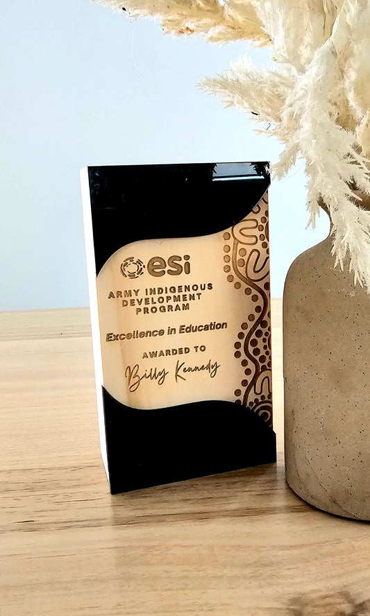 Wooden Award With Black Acrylic