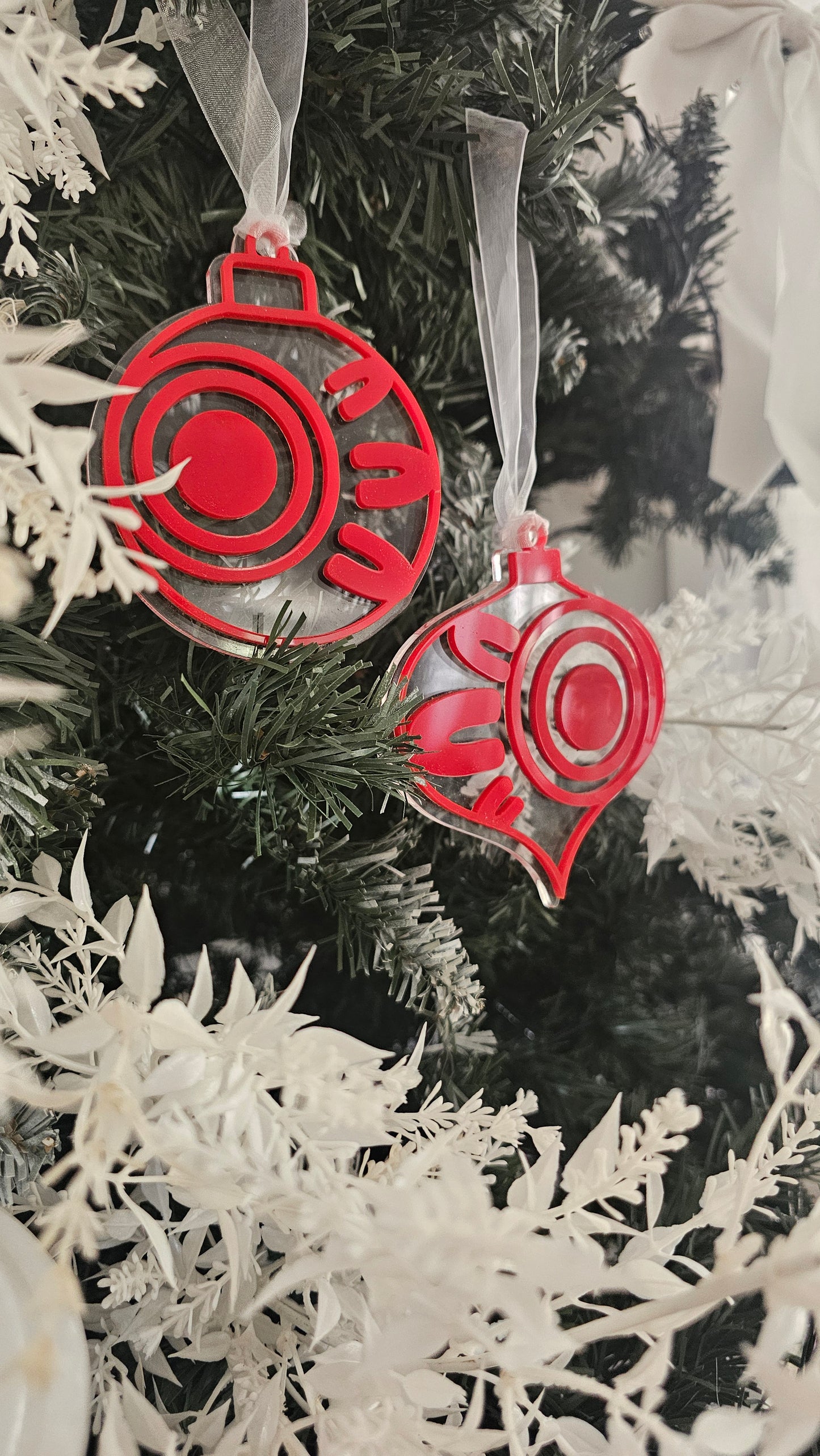 Aboriginal bauble 3 pack | clear & red