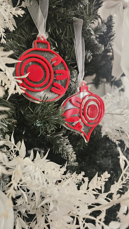 Aboriginal bauble 3 pack | clear & red