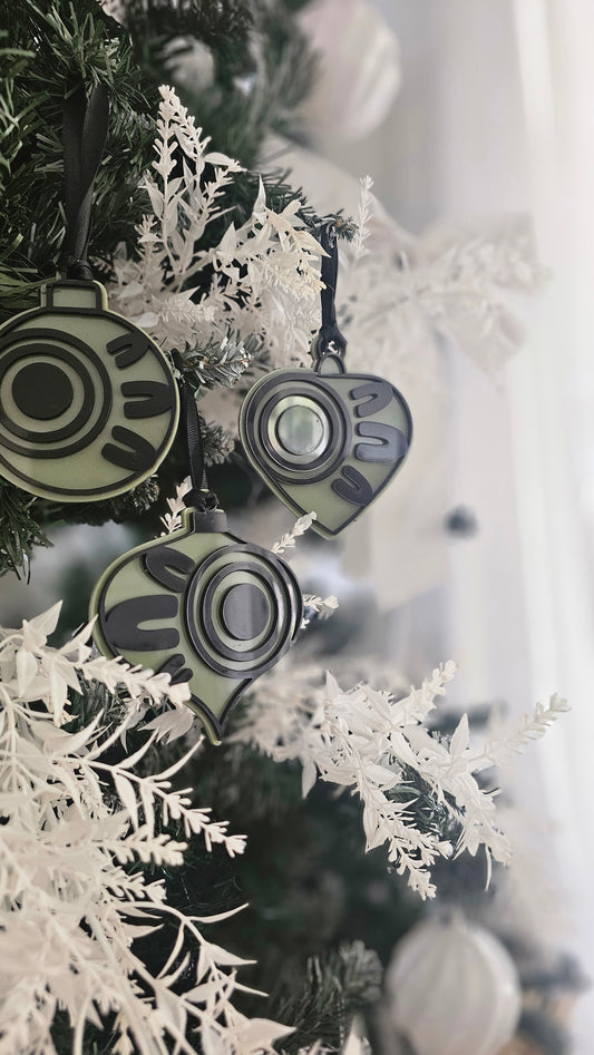 Aboriginal bauble 3 pack | sage & black