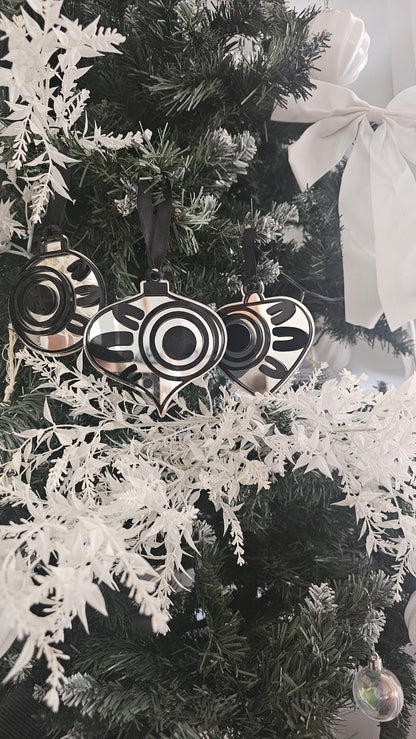 Aboriginal bauble 3 pack | sliver and black