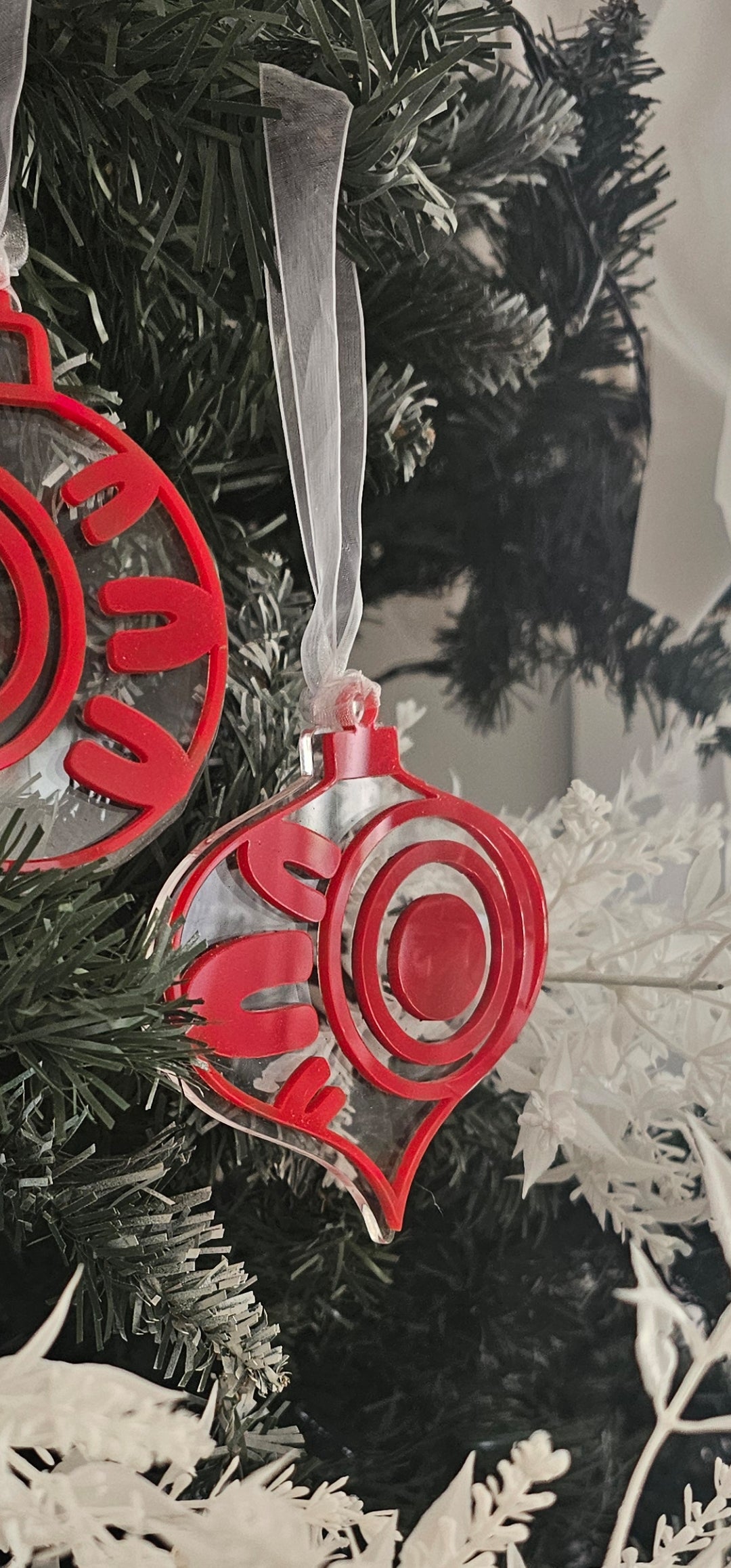 Aboriginal bauble 3 pack | clear & red