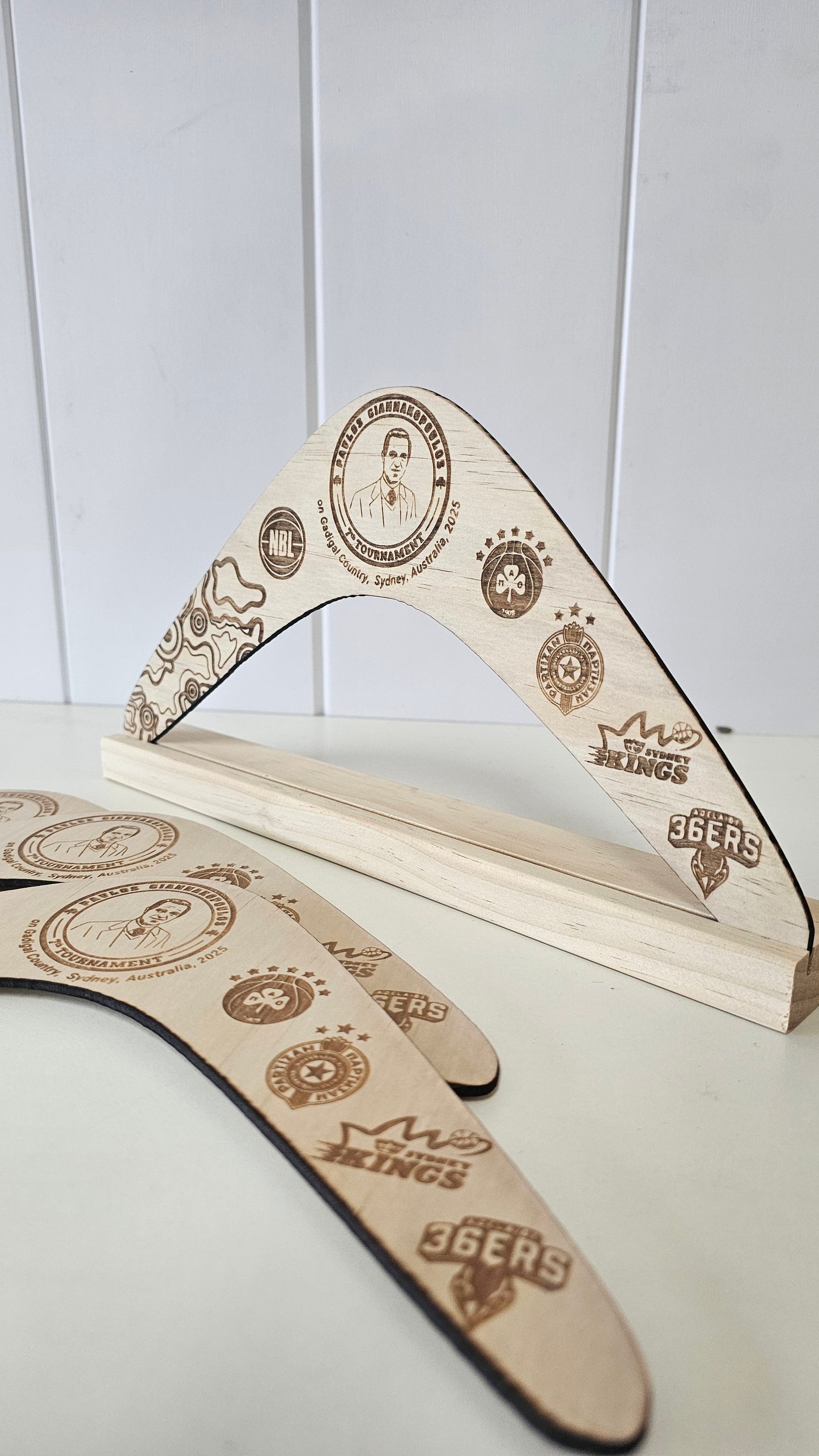 Plywood Boomerang Awards With Stand | landscape