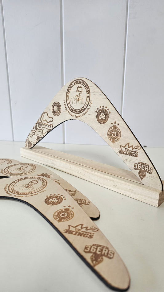 Plywood Boomerang Awards With Stand | landscape