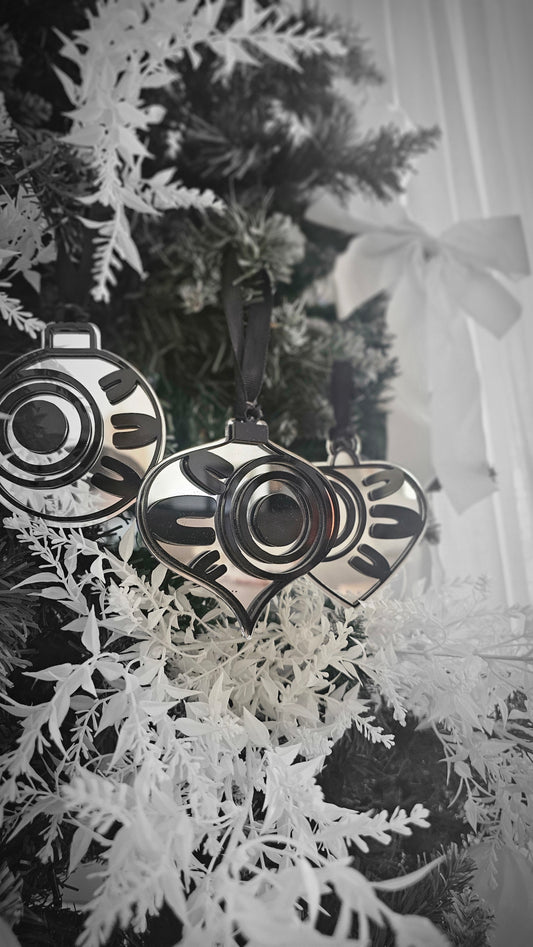 Aboriginal bauble 3 pack | sliver and black