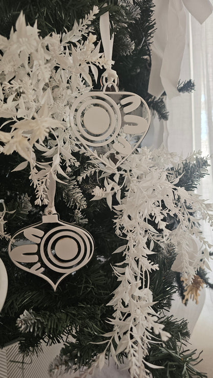 Aboriginal bauble 3 pack | clear & white