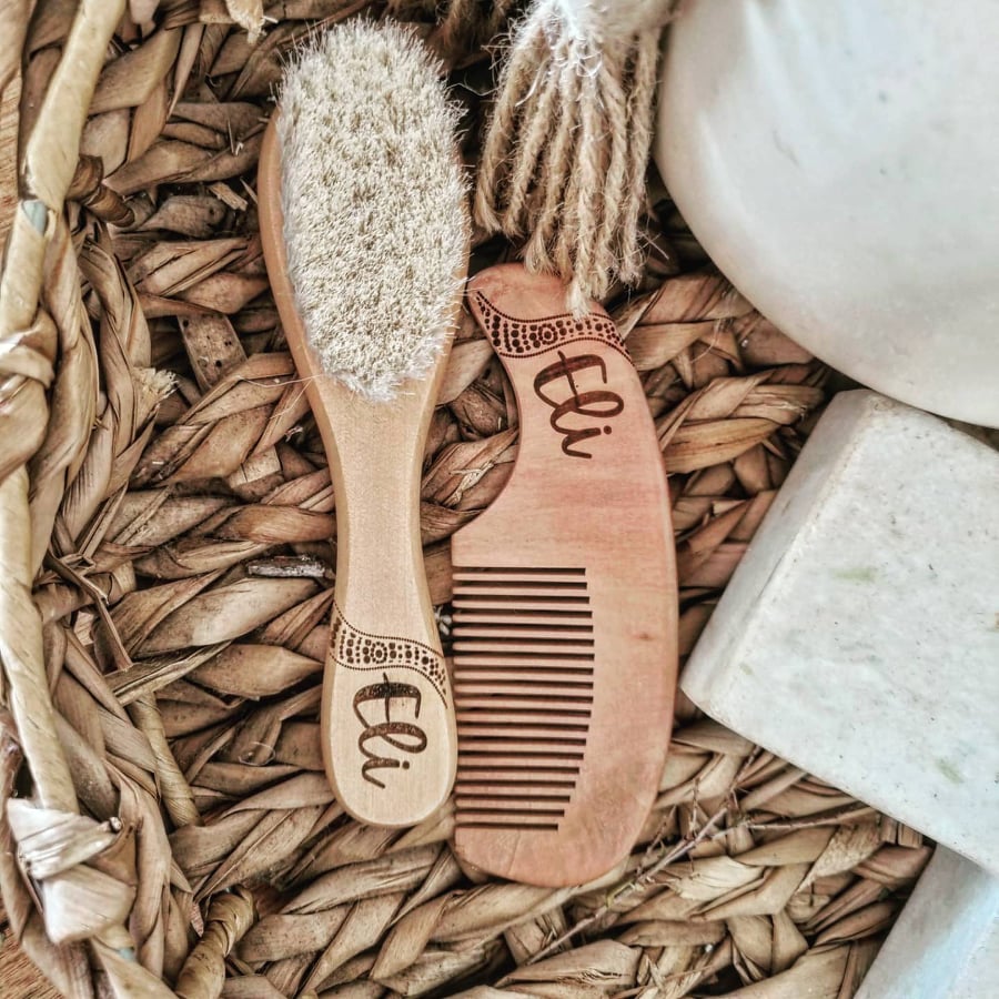 Wooden Baby Comb & Brush Set