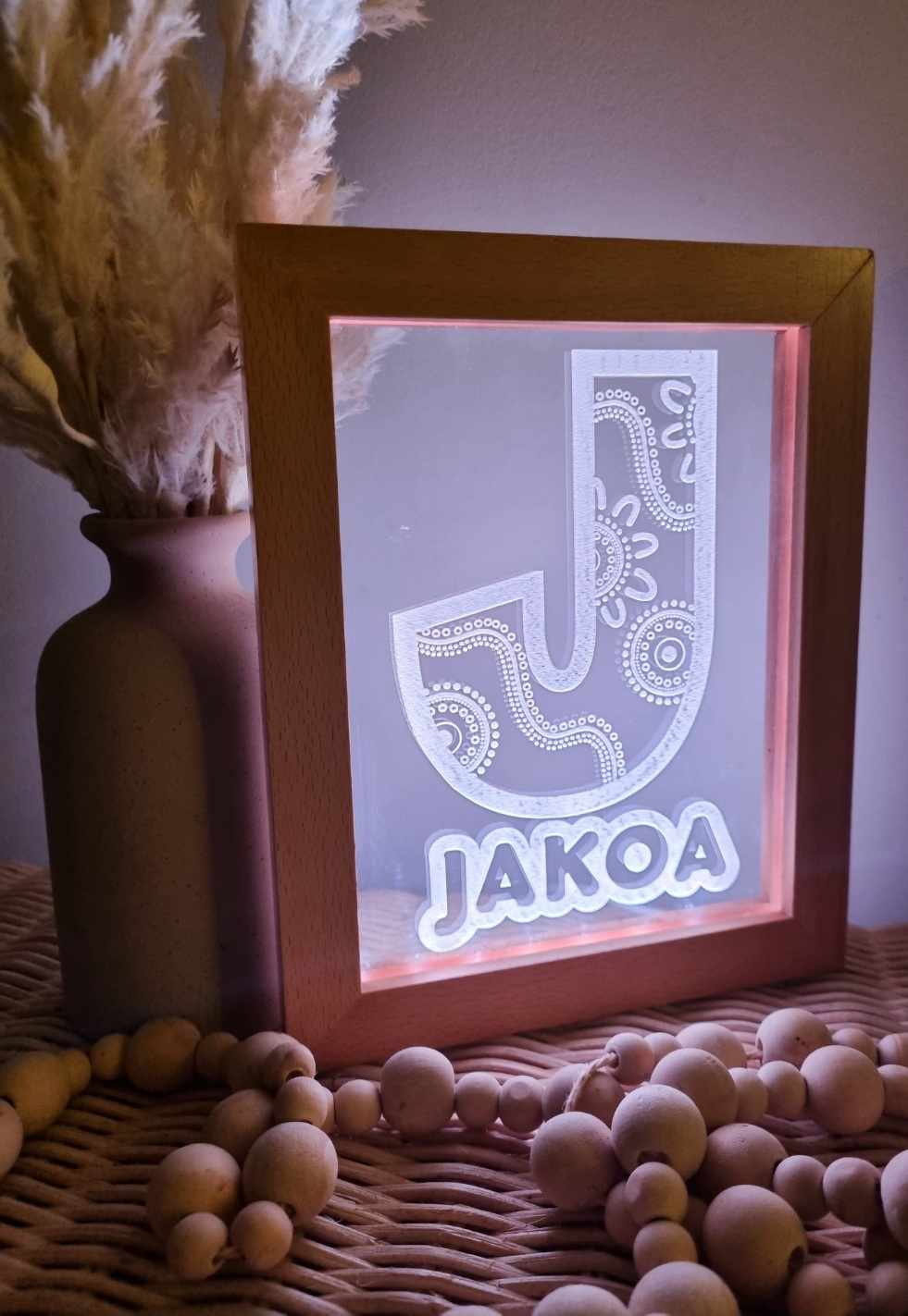 Aboriginal Night Light | Custom Night Light | Wooden LED Frame