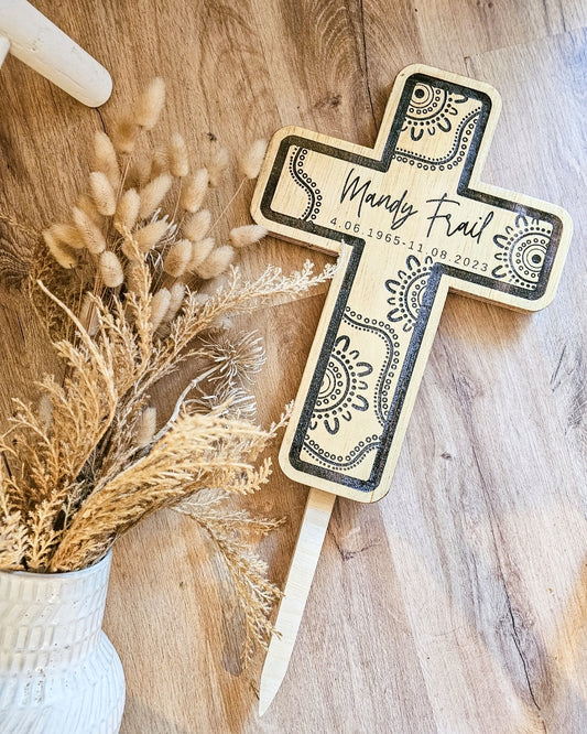 Outdoor In Memory Cross | Aboriginal Design Cross