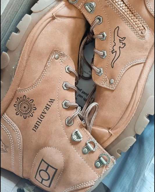 Steel Blue Zip & Lace Safety Boots With Custom Design & Engraving